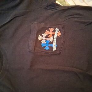 Chrome Hearts Black Tee with Colorful Floral Design